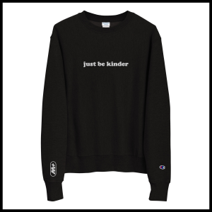 mens champion sweatshirt black front just be kinder